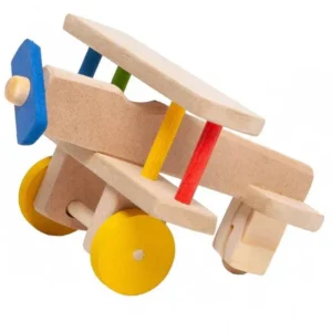 Avião educativo de madeira colorido infantil – brinquedo pedagógico lúdico e resistente