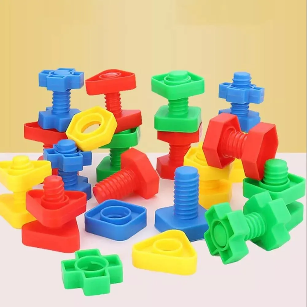 Kit parafuso e porca colorido educativo estilo Montessori 10 peças 5cm