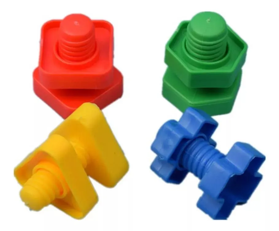 Kit parafuso e porca colorido educativo estilo Montessori 10 peças 5cm