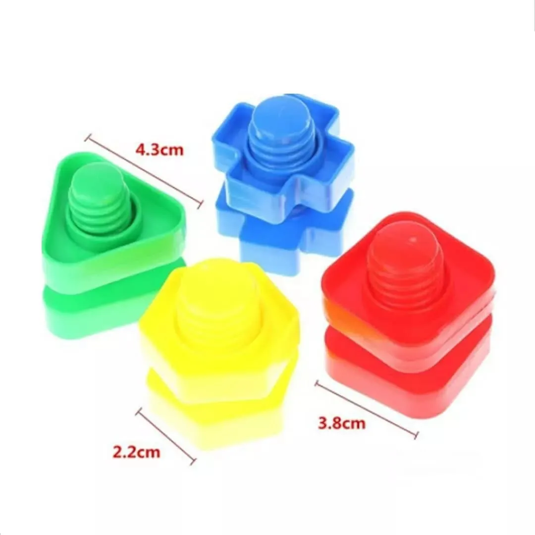 Kit parafuso e porca colorido educativo estilo Montessori 10 peças 5cm
