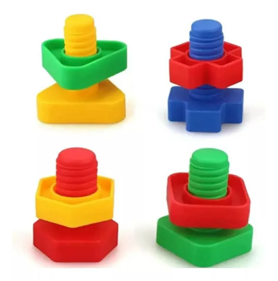Kit parafuso e porca colorido educativo estilo Montessori 10 peças 5cm