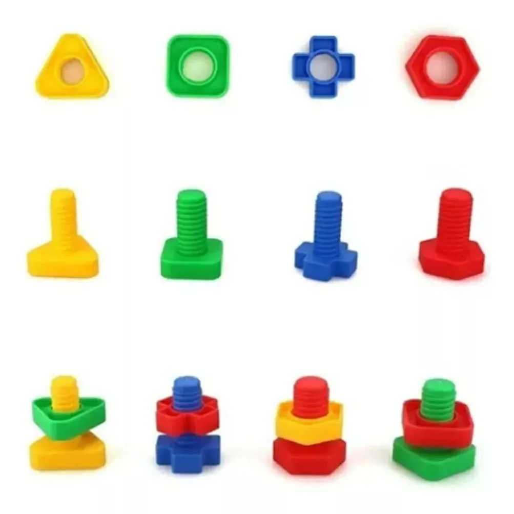 Kit parafuso e porca colorido educativo estilo Montessori 10 peças 5cm
