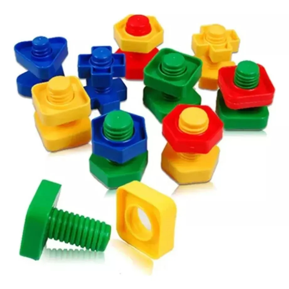 Kit parafuso e porca colorido educativo estilo Montessori 10 peças 5cm