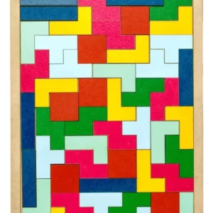 Jogo Tetris educativo de madeira colorido estilo Montessori para crianças