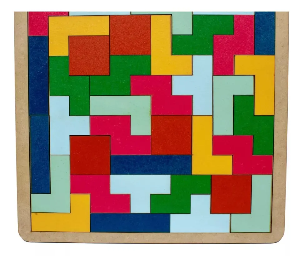 Jogo Tetris educativo de madeira colorido estilo Montessori para crianças