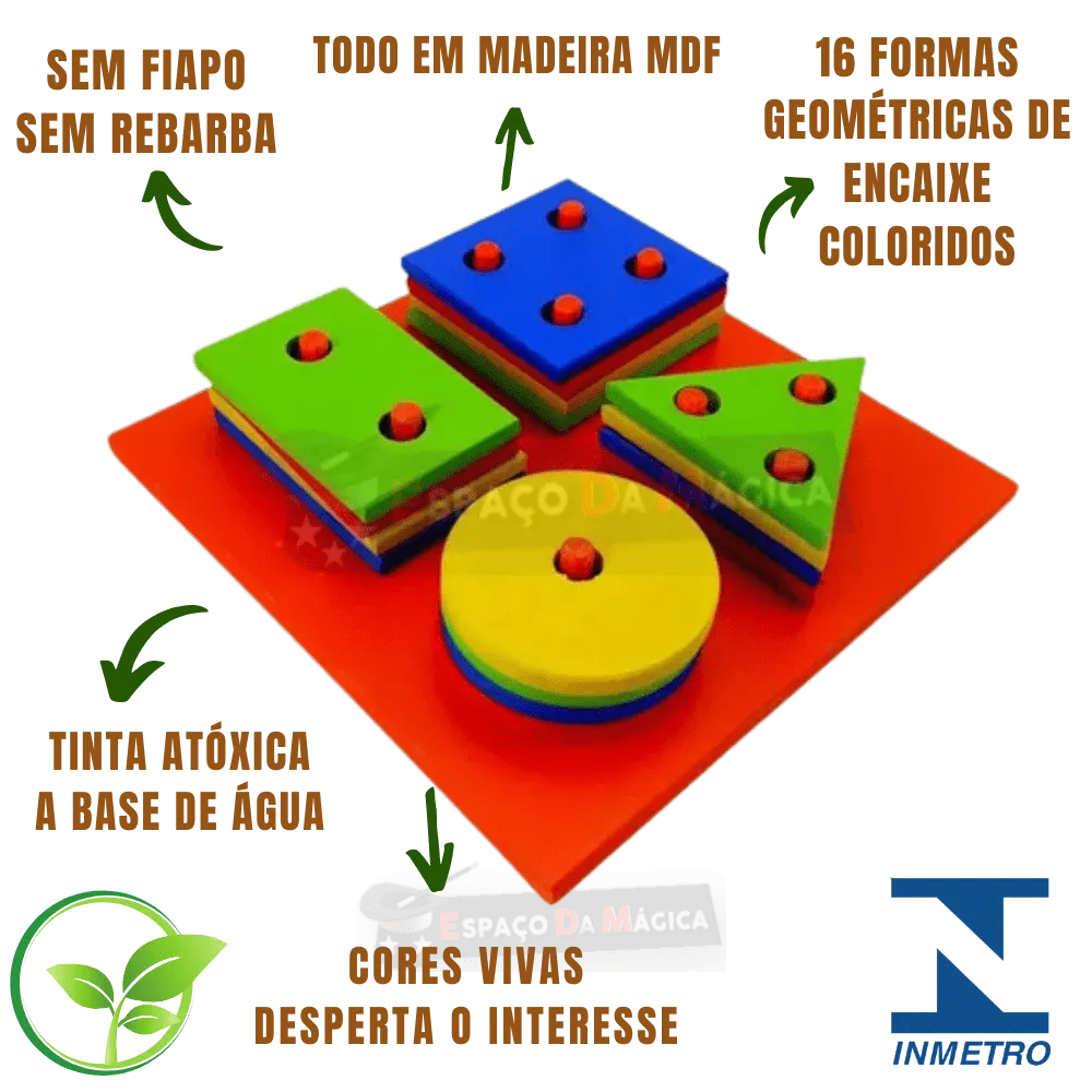 Prancha de seleção de formas geométricas em madeira para bebê 2 anos”