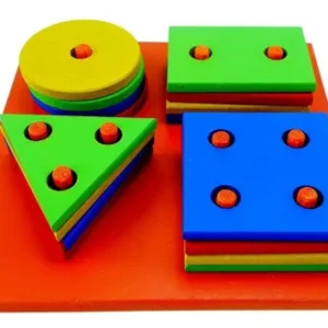 Prancha de seleção de formas geométricas em madeira para bebê 2 anos”