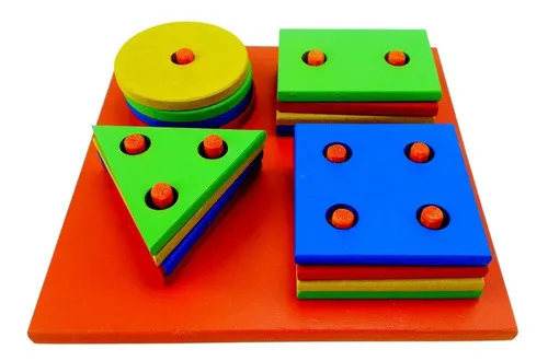 Prancha de seleção de formas geométricas em madeira para bebê 2 anos”