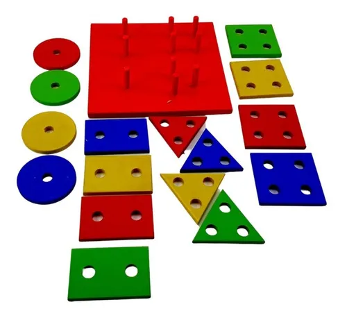 Prancha de seleção de formas geométricas em madeira para bebê 2 anos”