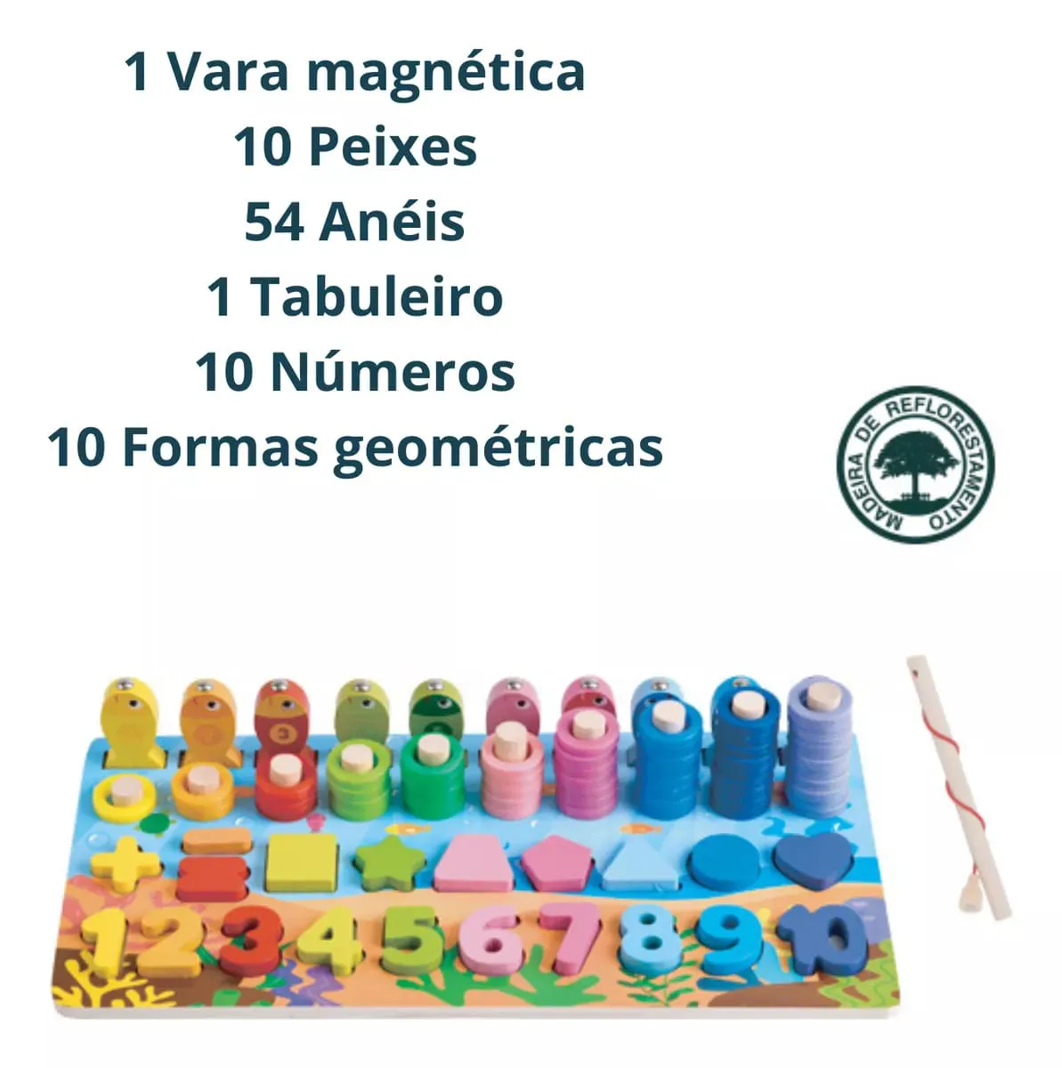 Tabuleiro alfabético e numérico de madeira educativo – Letras e números para aprendizagem infantil