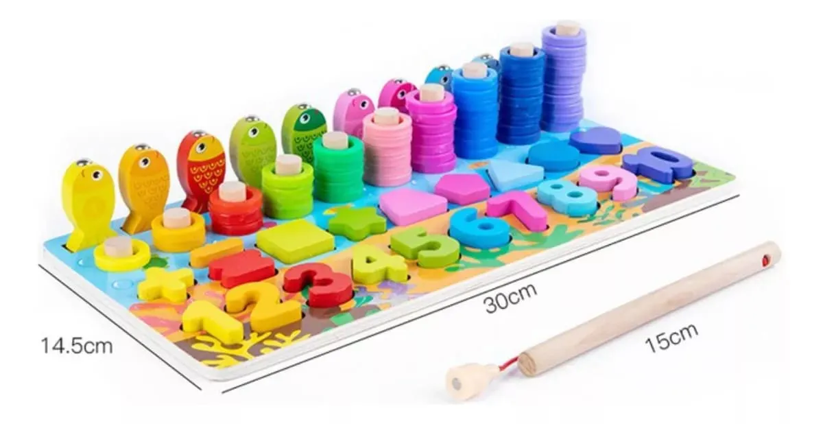 Tabuleiro alfabético e numérico de madeira educativo – Letras e números para aprendizagem infantil