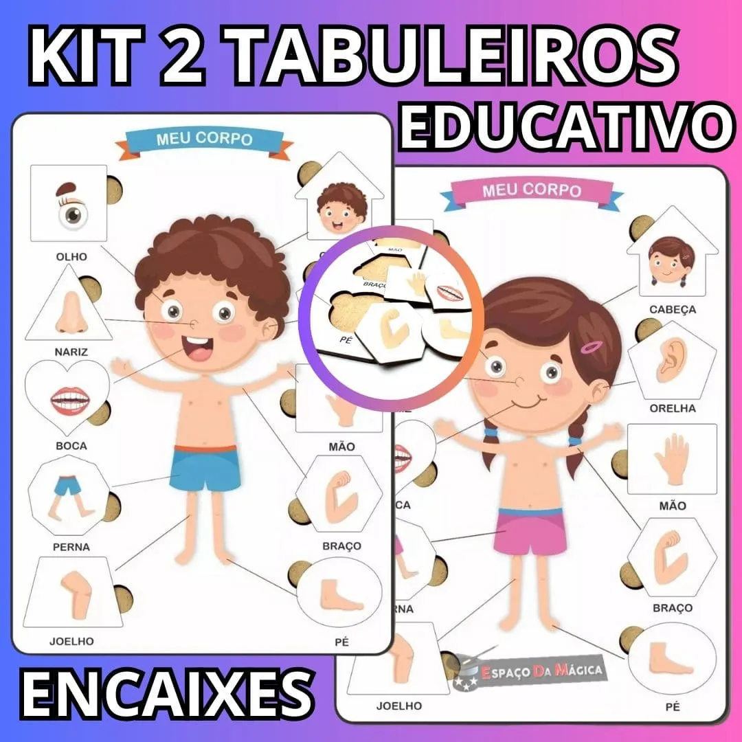 Brinquedo educativo de madeira corpo humano menina colorido com peças de encaixe Montessori